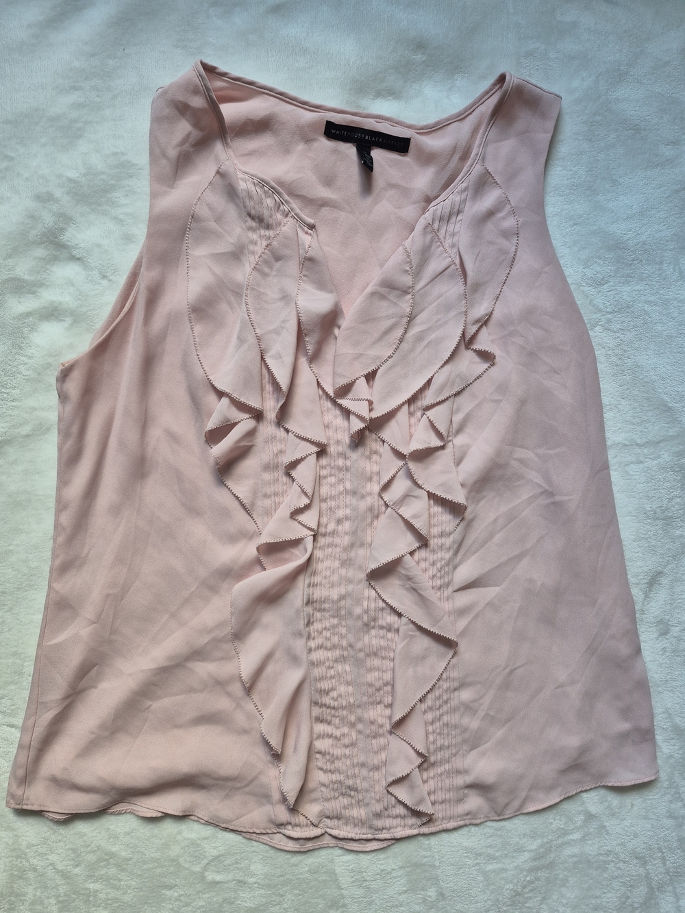 White House Black Market Pink Ruffle Sleeveless Blouse